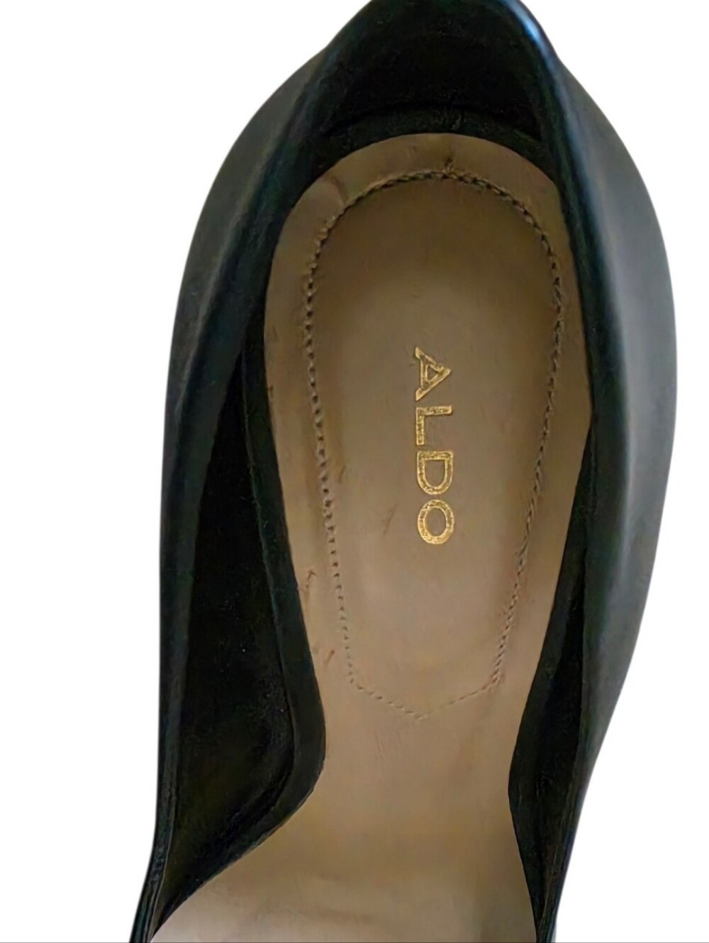 ALDO Black Leather Pointed Toe Stiletto Pumps 4.5" High Heel Size 7 - Picture 4 of 9